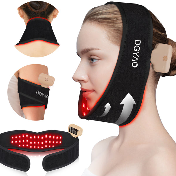 DGYAO Red Light Therapy Belt for Neck Wrap for Chin Firming & V Face Lifting | Versatile Body 8 Colors LED Light Cordless Home Use