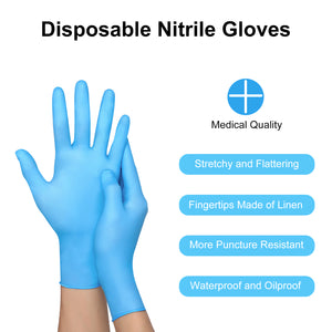 Nitrile Disposable Gloves for First Aid, Cleaning, Gardening, Crafting - Exam Gloves, 100-Count, Medium