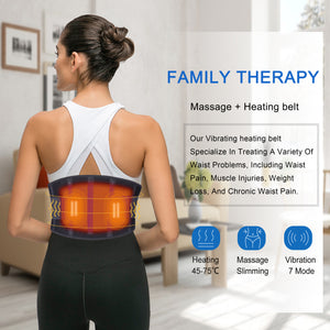 DGYAO Heating Pad Back Brace for Back Pain Relief with 7 Vibration Mode, Cordless Heating Belt Back Massager Portable with USB Rechargeable Battery