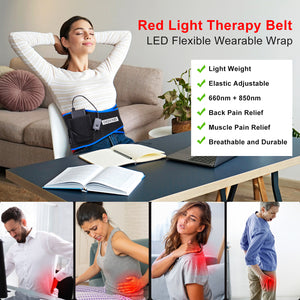 DGYAO 2023 New Red Light Therapy Belt for Body Back Pain Relief USB-connected Portable Infrared Light Therapy Device