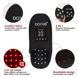 DGYAO Cordless Newest Red Infrared Light Therapy for Foot Pain Relief Rechargeable FDA Cleared Slipper LED Light Therapy Pad Device for Foot Toes Instep Heel Home Travel Use