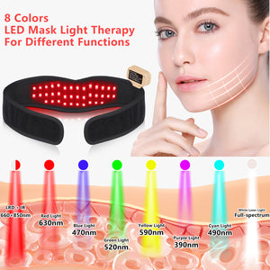 DGYAO Red Light Therapy Belt for Neck Wrap for Chin Firming & V Face Lifting | Versatile Body 8 Colors LED Light Cordless Home Use