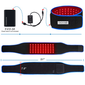 DGYAO 2023 New Red Light Therapy Belt for Body Back Pain Relief USB-connected Portable Infrared Light Therapy Device