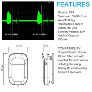 DGYAO Bluetooth 4.0 Mobile Heart Rate Monitor Fitness Penetrable Ear Clip Heart Rate Sensor for Android4.3/iOS 7.0 or Later Real Time Heart Rate Variability Monitor