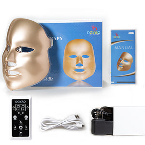 DGYAO Led Light Therapy 7 Color Facial Skin Care Mask - with Clinically Proven Blue & Red Light Treatment Acne Photon Mask for Acne Reduction/Skin Rejuvenation